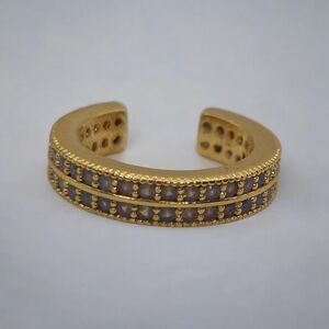 Melania Clara Gold Pave Crystal Double Band Ear Cuff